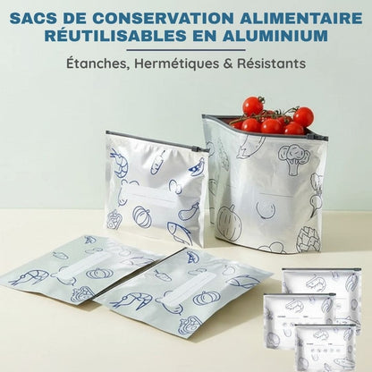 Sacs de Conservation Alimentaire Réutilisables en Aluminium