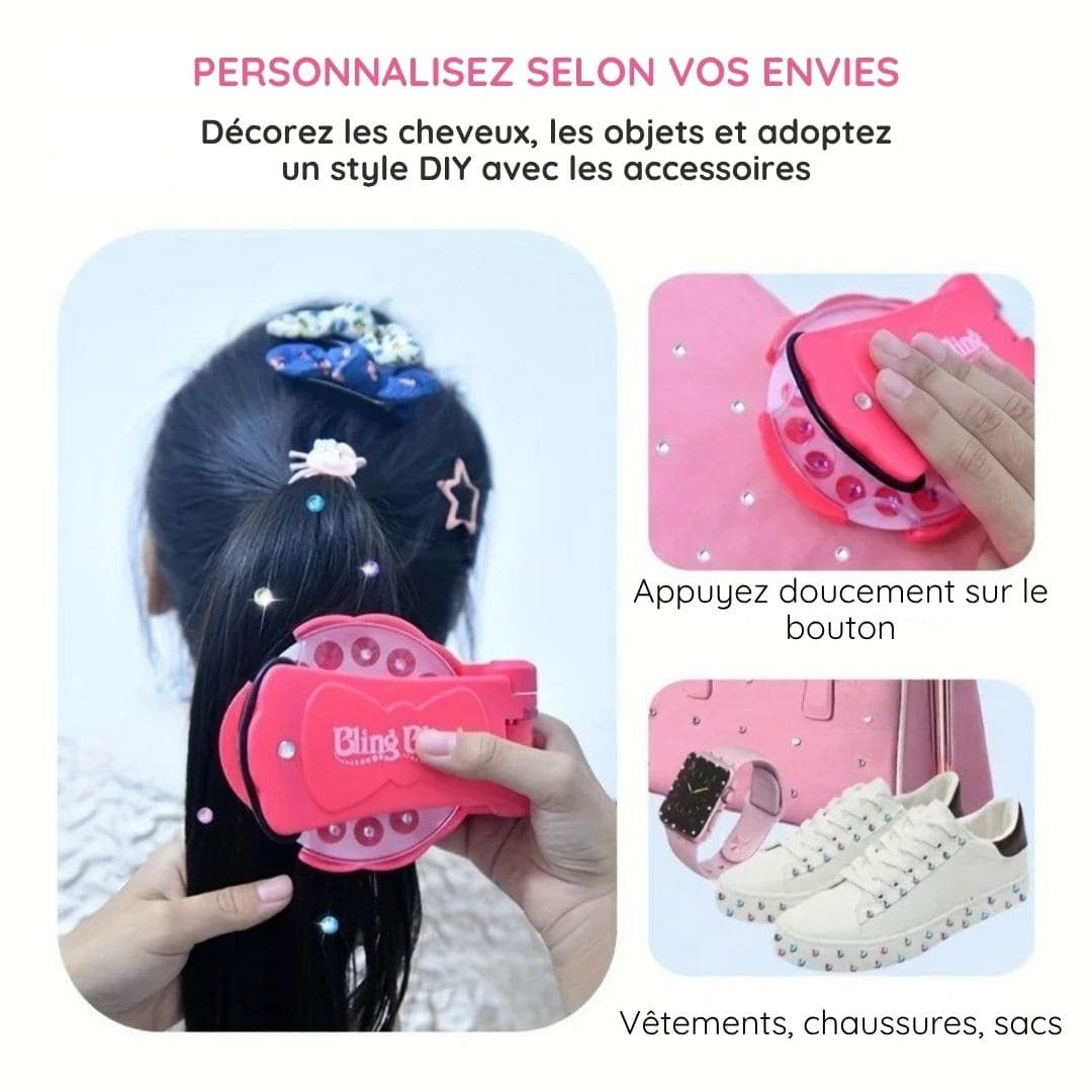 Kit de décoration à strass pour cheveux & accessoires sans chaleur